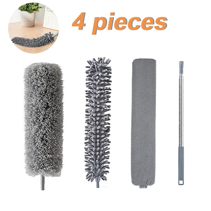 3PCS Long Handle Microfiber Duster Brush Set Bedside Duster Brush for Sofa Bed Furniture Magic Duster Home Cleaning Tool