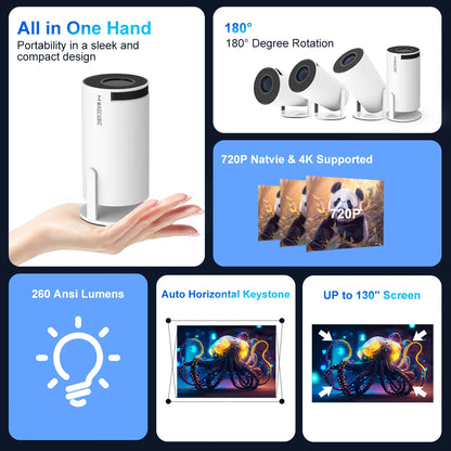 HY300 Pro 4K Smart Projector – Android 11, Dual WiFi 6, 260 ANSI Lumens, Allwinner H713, BT 5.0, Full HD 1080P Support, Home & Outdoor Cinema