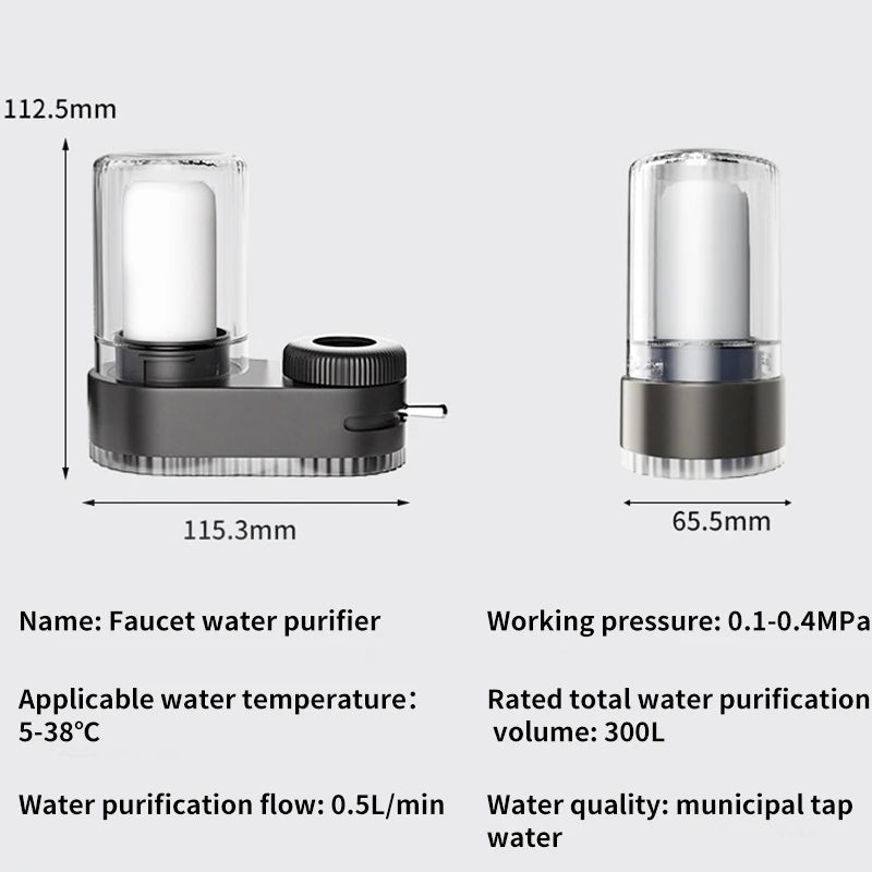 Home Kitchen Faucet Water Purifier with Removable and Washable Filter Elements